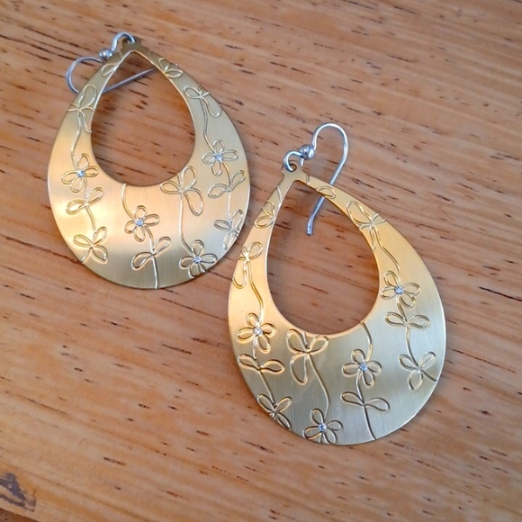 Brighton Gold-Tone Teardrop Hoop Earrings - Picture 1 of 4